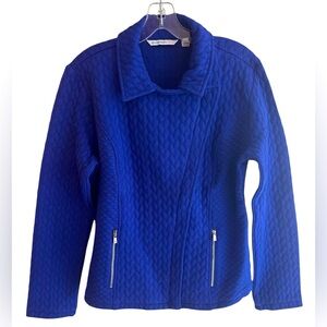 Isaac Mizrahi Live Jacket Womens Small Blue Quilted Moto Biker Zip Pockets